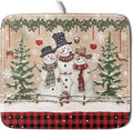 Winter Snowman Dish Drying Mat 16x18 Inch Red Buffalo Plaid Holiday Dish by Giwawa