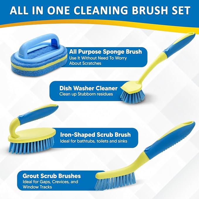 Scrub Brush Set for Bathroom Kitchen Bathtub Toilet Deep Cleaning Brush Tools - Image 5