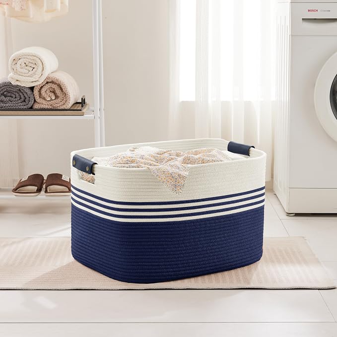 86L Large Woven Laundry Basket Hamper - Image 3