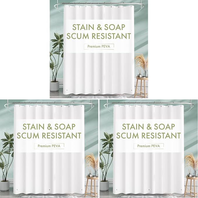 AmazerBath Shower Curtain Liner, 72x72 Plastic White Shower Curtain Liner by AmazerBath