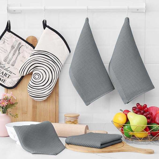 Homaxy 100% Cotton Waffle Weave Kitchen Dish Cloths 8-Pack, Ultra Soft - Image 6