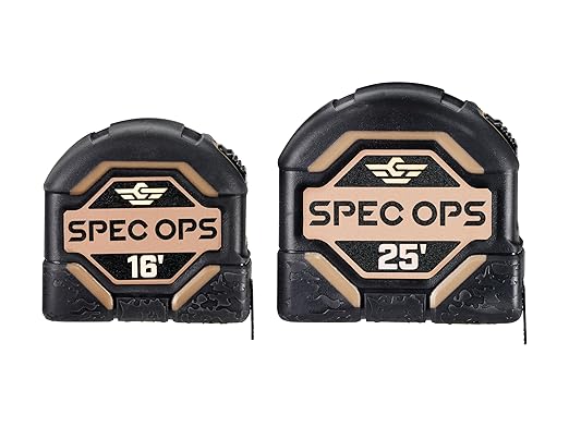 Spec Ops Tools Tape Measure for Measuring & Layout, 1 1/8" Double-Sided Blade by SpecOps