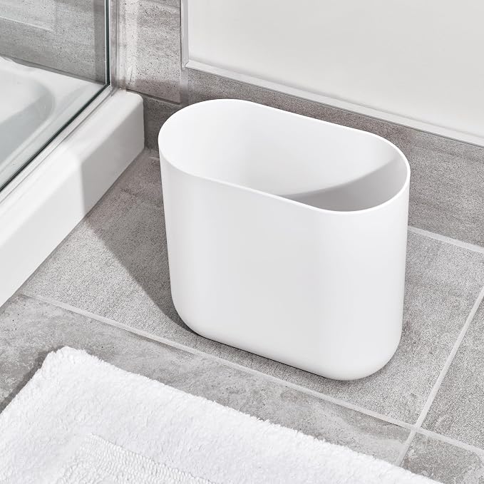 iDesign Small Slim Plastic Bathroom Trash Can - Image 7