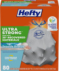 Hefty Ultra Strong Recovered Materials 13 Gallon Kitchen Trash Bags, 80ct | Made by Hefty