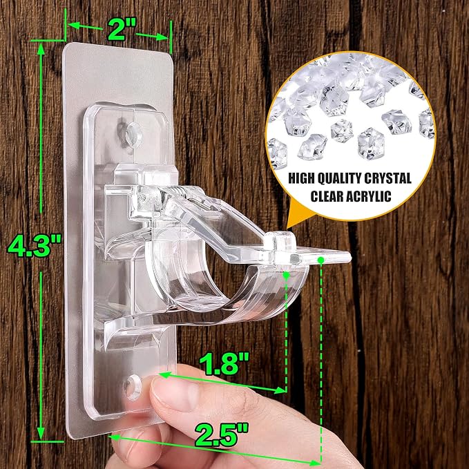 16 Pack No Drill Curtain Rod Brackets | Holding Up to 17 lbs, PET Curtain Rod - Image 7