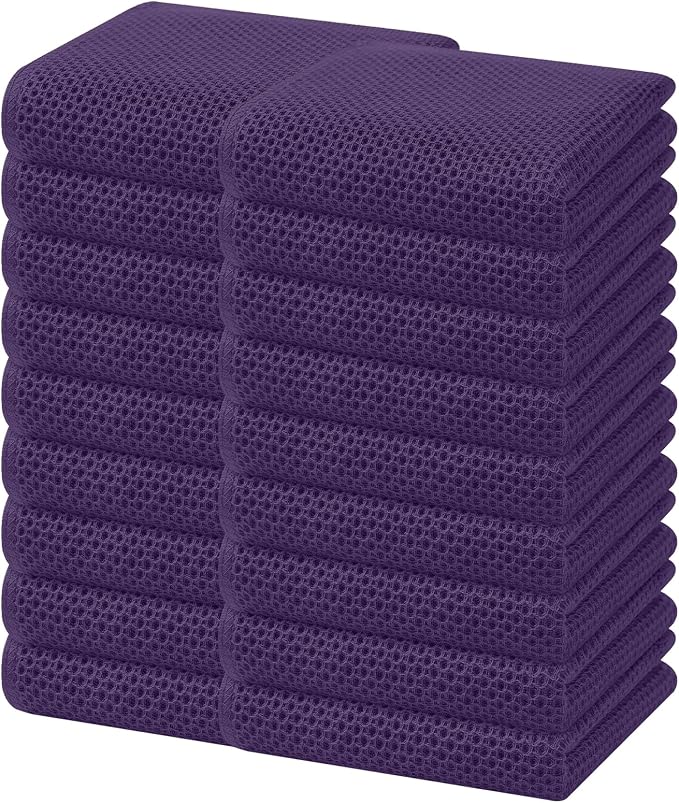 Homaxy 100% Cotton Waffle Weave Kitchen Dish Towels 18-Pack, Eggplant | 13 x 28 by Homaxy