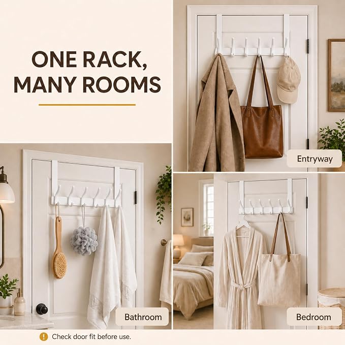 Peasulin 2 Pack Over The Door Hooks, Sturdy Door Hanger, Large Over The Door - Image 2