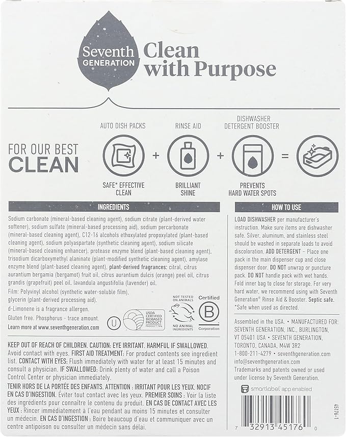Seventh Generation Power Plus Auto Dish Detergent 15 Count, 7.9 Oz