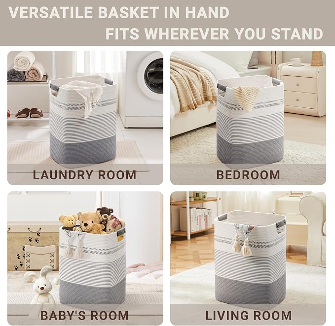 75L Tall Woven Laundry Basket Hamper - Image 4