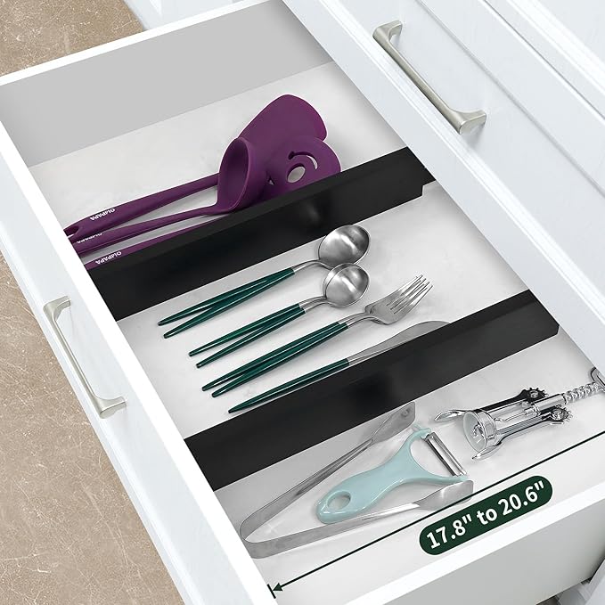 Utoplike Bamboo Kitchen Drawer Divider, Spring Loaded, Works in Kitchen - Image 3
