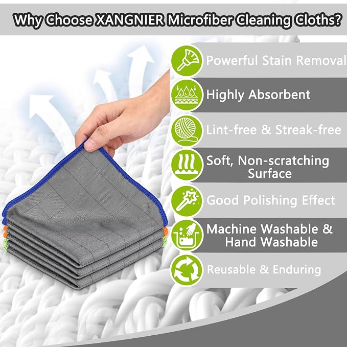 XANGNIER Microfiber Glass Cleaning Cloths, Lint Freel, 11.8"×11.8in, 3 Pack - Image 4