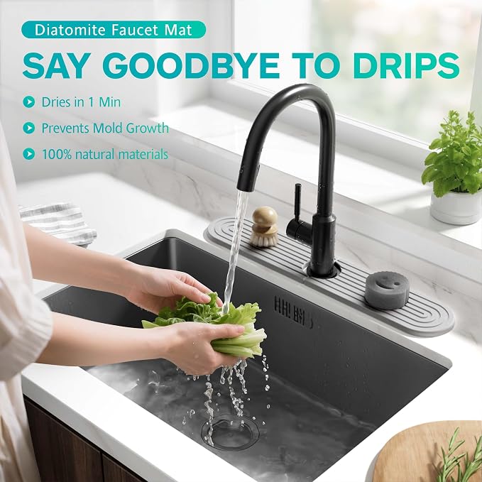Stone Faucet Mat for Kitchen Sink – Diatomite Fast-Drying Stone Tray, Faucet - Image 5
