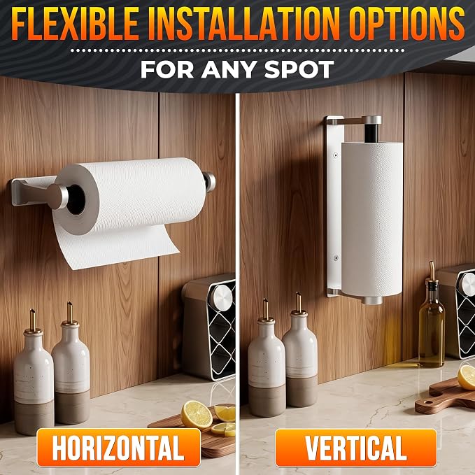 Silver Paper Towel Holder Under Cabinet, Space-Saving - Image 7