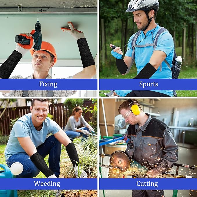 Sintege 3 Pairs Arm Protectors for Thin Skin and Bruising Cut Resistant Forearm Sleeve Level 5 Arm Burn Protection Sleeve (Black,7.9 Inch)