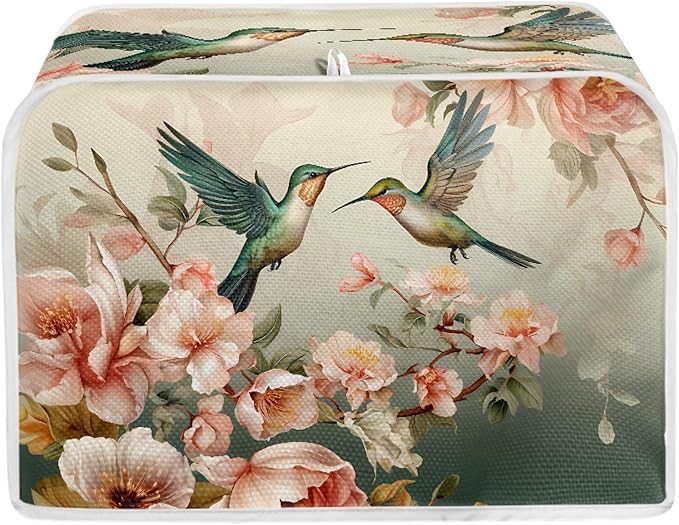 Hummingbird Flower Print 2 Slice Toaster Cover Dustproof Fingerprint Protectors Kitchen Accessories Decor