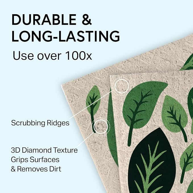 Swedish Wholesale Dishcloths Reusable 8" x 7" Sponge Cloths, Bulk 10 Pack of - Image 3