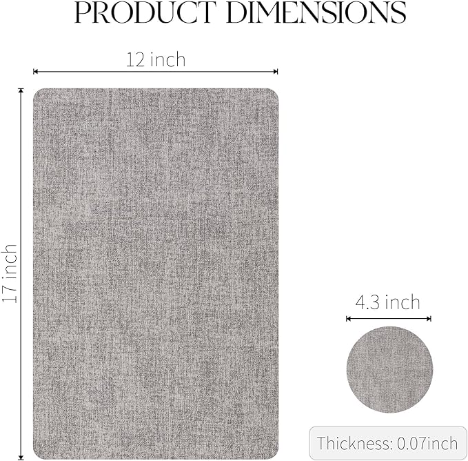 MOSAYT Faux Leather Placemats Set of 12-12 x 18 Inch - Heat Resistant Vinyl Place Mats with Coasters, Wipeable Washable Waterproof Oil Proof Table Mats for Kitchen Dining Indoor Outdoor, Light Grey