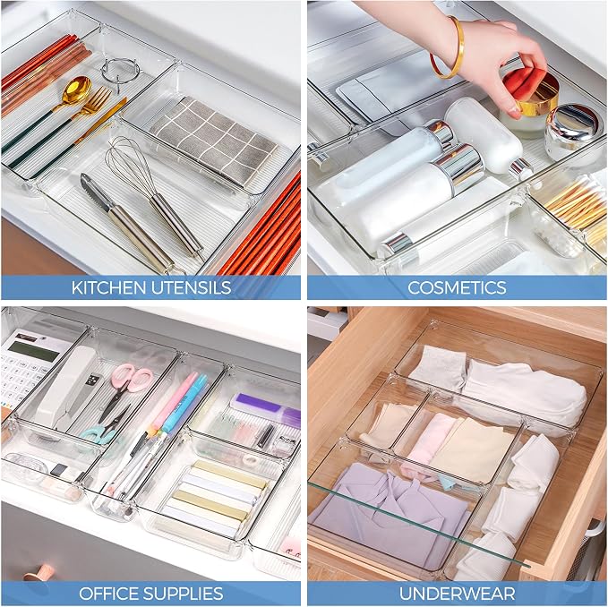 Ravinte 6 Pack Drawer Organizer, Non-Slip Pads, - Image 7