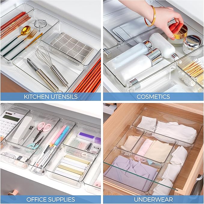 Ravinte 6 Pack Drawer Organizer, Non-Slip Pads, - Image 7