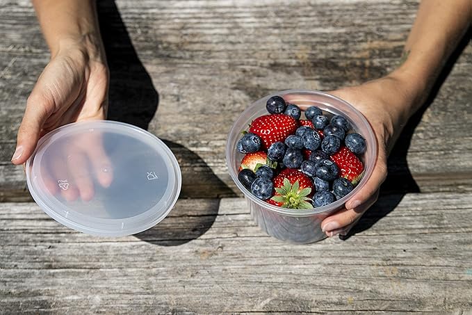 SafeWare Deli Containers with Airtight Lids 50 Mix Sets (16oz- 25 Set, 32oz 25 Set) Perfect for Slime, Portion Control, Microwavable, Dishwasher, Freezer Safe, Leakproof, Stackable