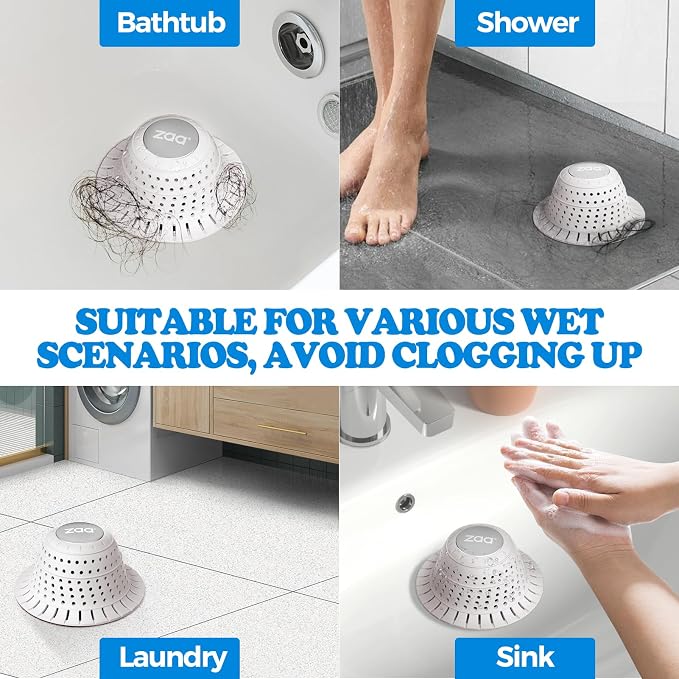 Bathtub Drain Strainer Silicone Bathroom Stopper Fixture Accessories | 2-Pack - Image 3