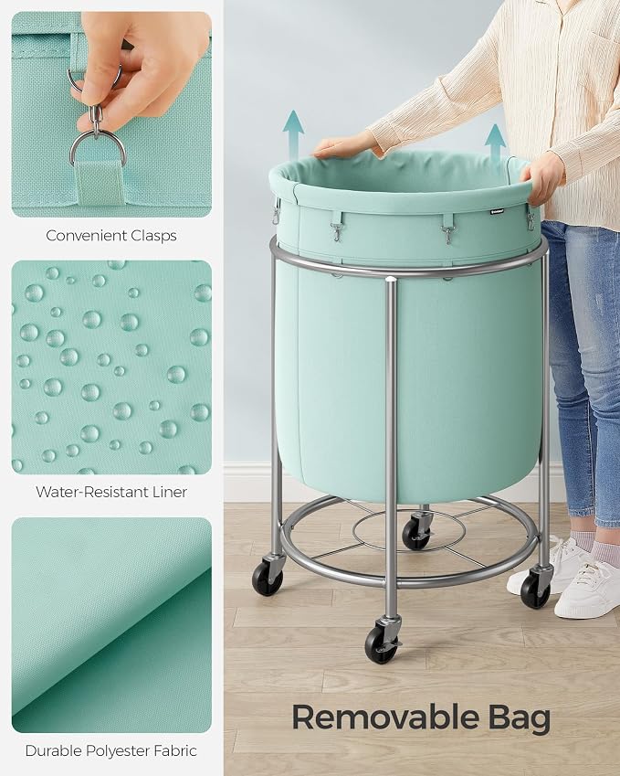 SONGMICS Laundry Basket, Rolling Steel Frame - Image 5