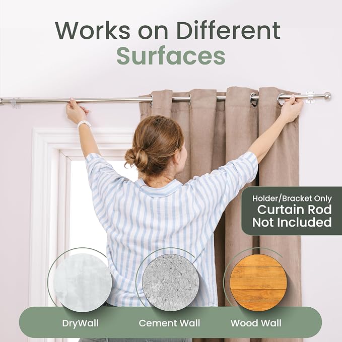 No Adhesive Heavy Duty Curtain Rod Holders - Image 9