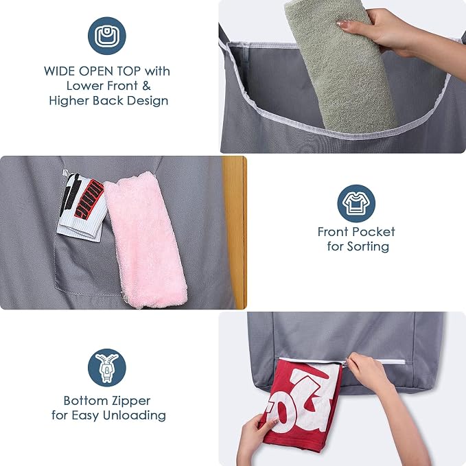 TFLC X-Large Hanging Laundry Hamper bag, 20x3.75x31" - Image 8