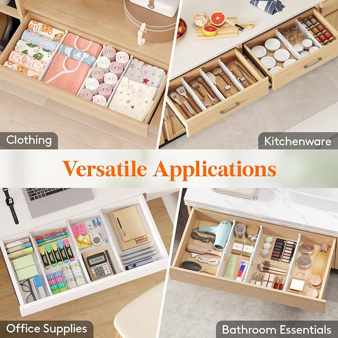 Lifewit 5 Pack 4" High Drawer Dividers, Adjustable Drawer Organizer Clothes | - Image 11
