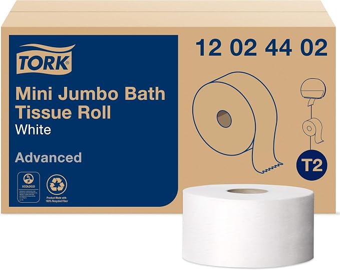 Tork Matic Paper Hand Towel Roll White H1 and Tork Mini Jumbo Toilet Paper Roll - Image 5