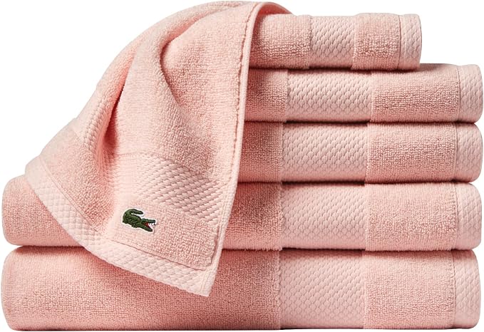 Lacoste Heritage Supima Cotton 6-Piece Towel Set, Light Pink | Highly Absorbent by Unknown