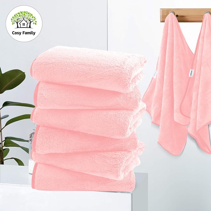 Cosy Family 6 Pack Ultra Soft Microfiber Absorbent Hand Towel, Silk Hemming - Image 3