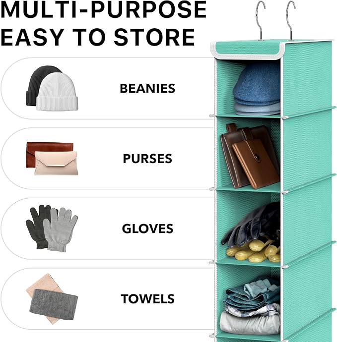 Simple Houseware 10 Shelves Closet Hanging Shoe Organizer, Turquoise | Dual - Image 7