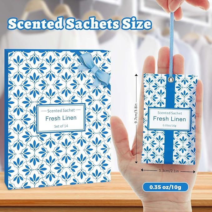 STRN Scented Sachets for Drawer and Closet, Linen Scent 14-Pack for Luggage - Image 3