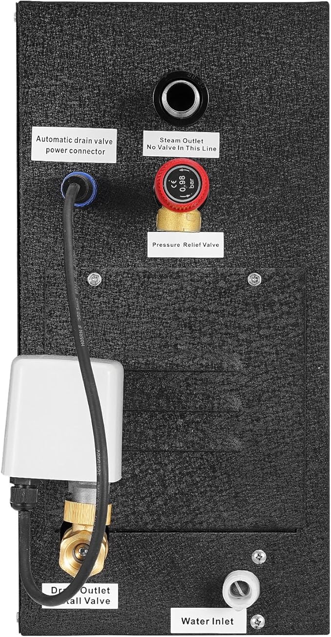 VEVOR Steam Generator, 6 kW Steam Shower System with Controller for Home Sauna Bath Spa, Commercial Auto Drain Kit with Overheat, Dry-Run & Overpressure Protection, 10 Min to 24h Efficient, Black