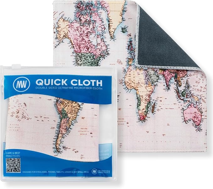 Microfiber Wholesale Quick Cloth Glasses Cleaning Cloths 8x8 World Map | 1-Pack by MicrofiberWholesale