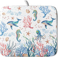 Giwawa Coastal Ocean Dish Drying Mat Seahorse Whales Drainer Rack Mats 16"x18" by Giwawa