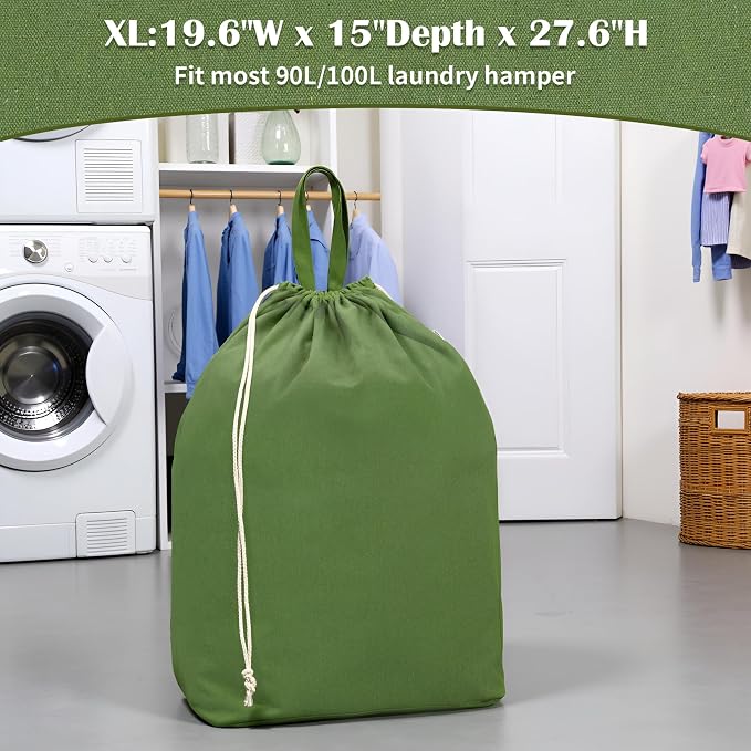 Canvas Laundry Bags with Handles & Rectangular Base - Image 7