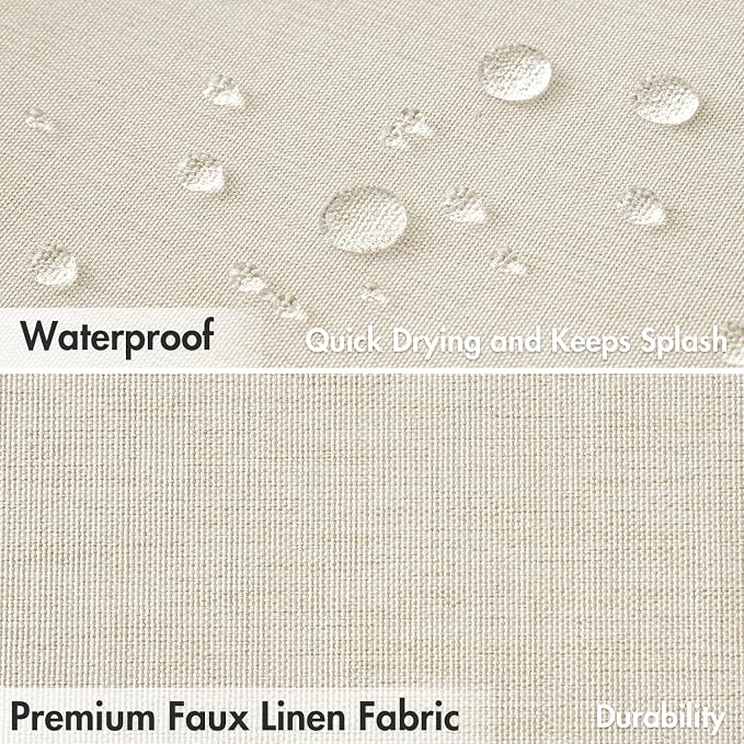 MIULEE 72"x84" Extra Long Scalloped Linen Shower Curtain Light Cream - Image 4