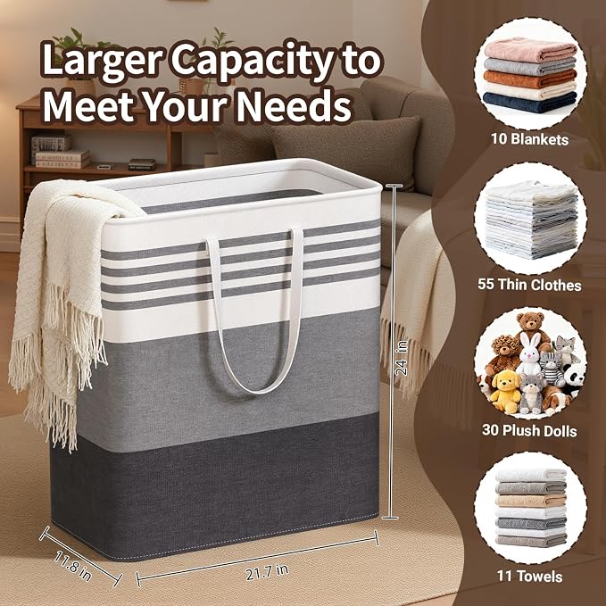 WOWBOX 2 Pack Laundry Baskets, Collapsible Dirty Clothes Laundry Hampers - Image 2