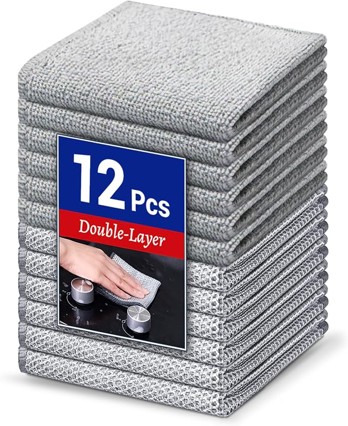 Wangjinpeng 12PK Non-Scratch Steel Wool Dishcloths 9.84X9.84 in by Wangjinpeng
