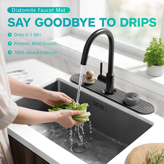 Stone Faucet Mat for Kitchen Sink – Diatomite Fast-Drying Stone Tray, Faucet - Image 5