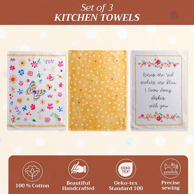 Maison d' Hermine Kitchen Towels Set of 3 Reusable 100% Cotton 27.50" x 20" - Image 2