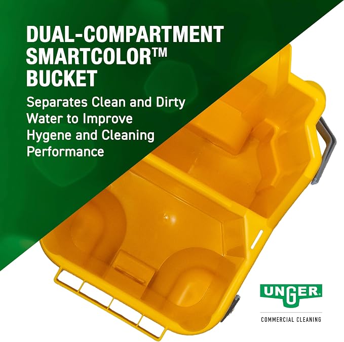 UNGER Commercial Yellow Dual-Compartment Mop Bucket - Image 6
