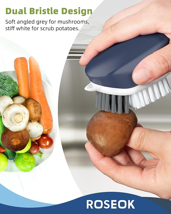 ROSEOK Vegetable Brush, Potato Scrubber and Veggie Brush, Nylon Bristles - Image 3