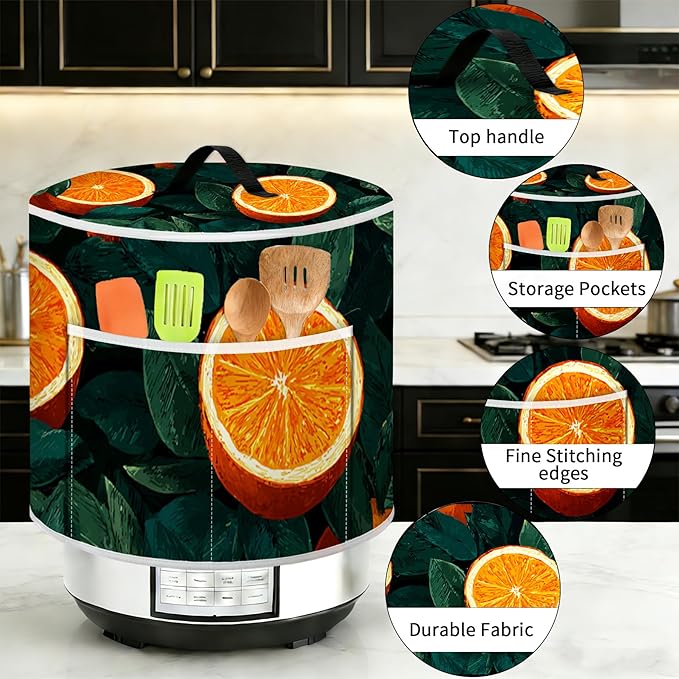 Rice Cooker Cover, Dust Cover for Kitchen Appliances with Handle and Storage Pocket, Easy to Clean Kitchen Decor Gift, Fits 3-6-8 Quart Instant Pot, Slow Cooker and Air Fryer