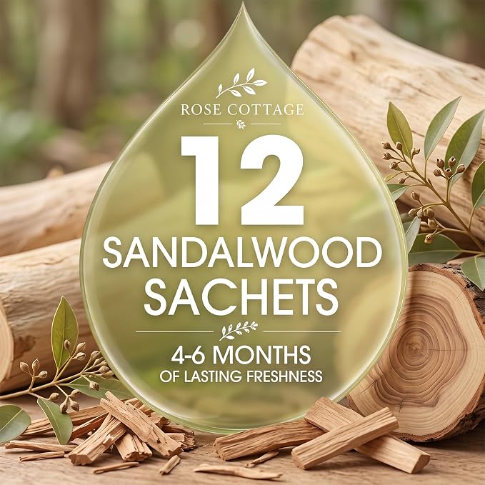 Large 12 Packs Sandalwood Hanging Scented Sachets Long-Lasting Closet - Image 6