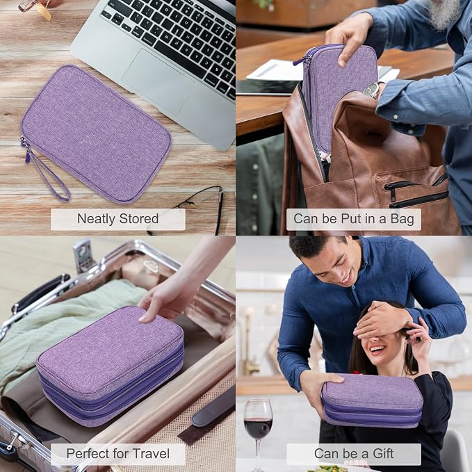 FYY Electronic Organizer, Travel Tech Pouch Bag, Dark Purple | Wrist Strap - Image 7