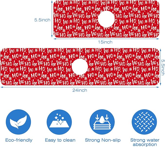 Christmas Hohoho Kitchen Sink Splash Guard Mat - Image 3