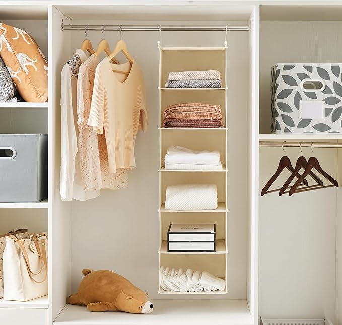 MAX Houser 2 Pack 6 Tier Foldable Hanging Closet Organizer, space-saving design - Image 2